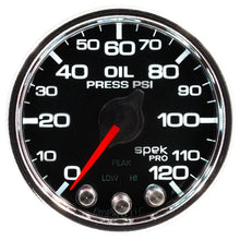 Autometer Spek - Pro Gauge Oil Press 2 1/16in 120psi Stepper Motor W/Peak & Warn Black / Chrome Universal | P32531 - JDMusclePressure GaugesatmP32531