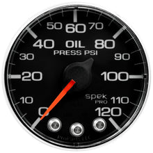 Autometer Spek - Pro Gauge Oil Press 2 1/16in 120psi Stepper Motor W/Peak & Warn Black / Chrome Universal | P325318 - JDMusclePressure GaugesatmP325318
