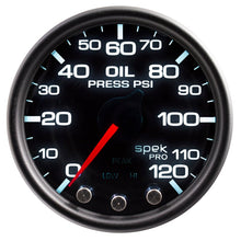 Autometer Spek - Pro Gauge Oil Press 2 1/16in 120psi Stepper Motor W/Peak & Warn Black / Smoke / Black Universal | P32552 - JDMusclePressure GaugesatmP32552