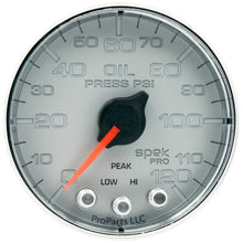 Autometer Spek - Pro Gauge Oil Press 2 1/16in 120psi Stepper Motor W/Peak & Warn Silver / Chrome Universal | P325218 - JDMusclePressure GaugesatmP325218