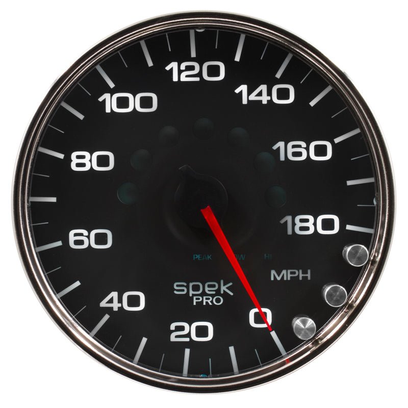 Autometer Spek - Pro Gauge Speedometer 5in 180 Mph Electric Programmable Black/Chrome Universal | P23031 - JDMuscleMulti GaugesatmP23031