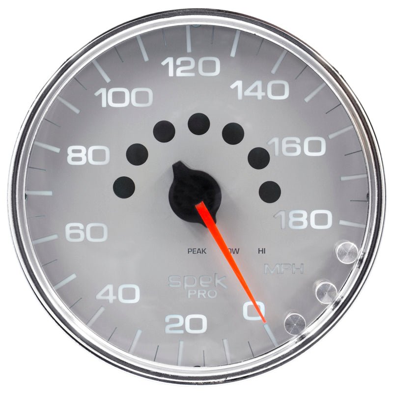 Autometer Spek - Pro Gauge Speedometer 5in 180 Mph Electric Programmable Silver / Chrome Universal | P23021 - JDMuscleMulti GaugesatmP23021