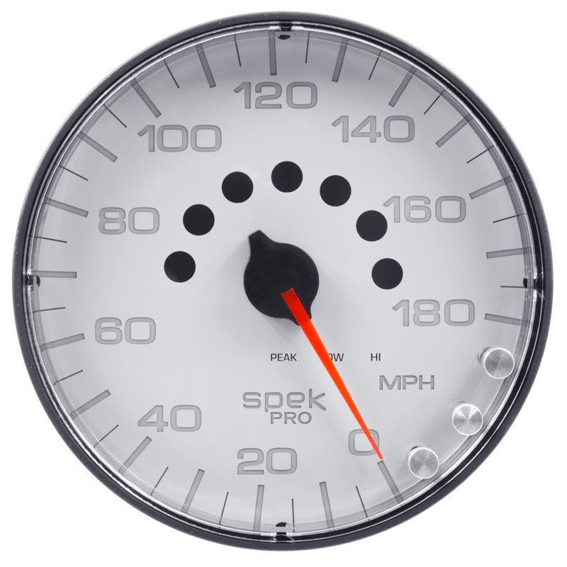 Autometer Spek - Pro Gauge Speedometer 5in 180 Mph Electric Programmable White/Black Universal | P230128 - JDMuscleMulti GaugesatmP230128