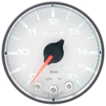 Autometer Spek - Pro Gauge Voltmeter 2 1/16in 16V Stepper Motor W/Peak & Warn White / Black Universal | P344128 - JDMuscleVolt GaugesatmP344128