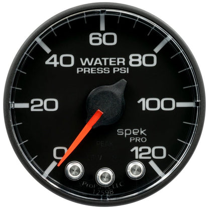Autometer Spek - Pro Gauge Water Pressure 2 1/16in 120psi Stepper Motor W/ Peak & Warn Universal | P349328 - JDMusclePressure GaugesatmP349328