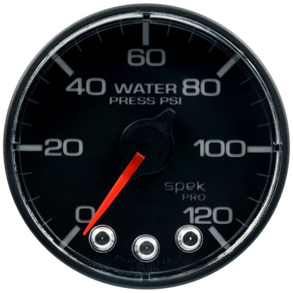 Autometer Spek - Pro Gauge Water Pressure 2 1/16in 120psi Stepper Motor W/Peak & Warn Black / Black Universal | P345324 - JDMusclePressure GaugesatmP345324