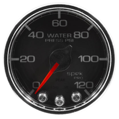 Autometer Spek - Pro Gauge Water Pressure 2 1/16in 120psi Stepper Motor W/Peak & Warn Black / Chrm Universal | P345318 - JDMusclePressure GaugesatmP34531