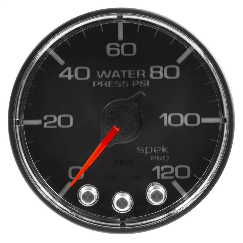 Autometer Spek - Pro Gauge Water Pressure 2 1/16in 120psi Stepper Motor W/Peak & Warn Black / Chrm Universal | P34532 - JDMusclePressure GaugesatmP345318