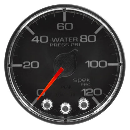 Autometer Spek - Pro Gauge Water Pressure 2 1/16in 120psi Stepper Motor W/Peak & Warn Black / Chrm Universal | P34532 - JDMusclePressure GaugesatmP345318