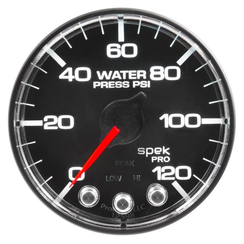 Autometer Spek - Pro Gauge Water Pressure 2 1/16in 120psi Stepper Motor W/Peak & Warn Black / Chrm Universal | P34532 - JDMusclePressure GaugesatmP345318