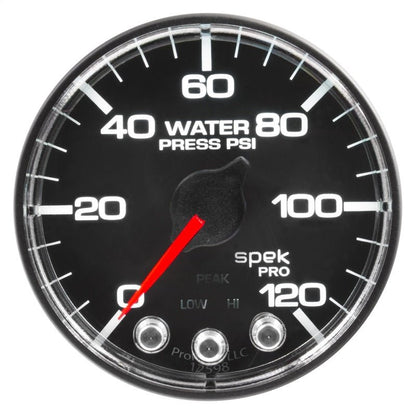 Autometer Spek - Pro Gauge Water Pressure 2 1/16in 120psi Stepper Motor W/Peak & Warn Black / Chrm Universal | P34532 - JDMusclePressure GaugesatmP345318