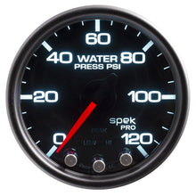 Autometer Spek - Pro Gauge Water Pressure 2 1/16in 120psi Stepper Motor W/Peak & Warn Black / Smoke / Black Universal | P34552 - JDMusclePressure GaugesatmP34552