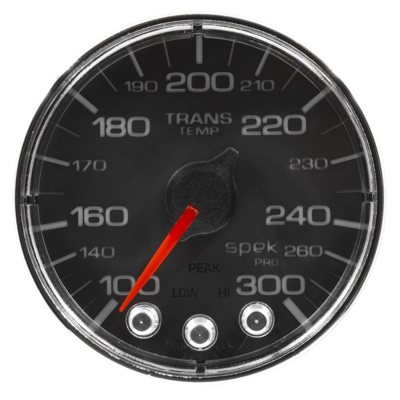 Autometer Spek - Pro Gauge Water Temp 2 1/16in 300f Stepper Motor W/Peak & Warn Black / Chrm Universal | P346318 - JDMuscleTemperature GaugesatmP346318