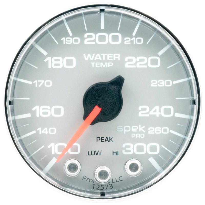 Autometer Spek - Pro Gauge Water Temp 2 1/16in 300f Stepper Motor W/Peak & Warn Silver / Chrm Universal | P346218 - JDMuscleTemperature GaugesatmP346218