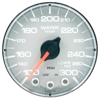 Autometer Spek - Pro Gauge Water Temp 2 1/16in 300f Stepper Motor W/Peak & Warn Silver / Chrm Universal | P346218 - JDMuscleTemperature GaugesatmP346218