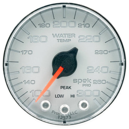 Autometer Spek - Pro Gauge Water Temp 2 1/16in 300f Stepper Motor W/Peak & Warn Silver / Chrm Universal | P346218 - JDMuscleTemperature GaugesatmP346218