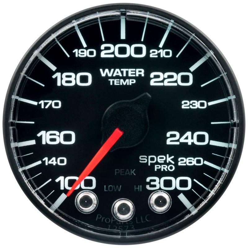 Autometer Spek - Pro Gauge Water Temperature 2 1/16in 300f Stepper Motor W/Peak & Warn Black / Black Universal | P346324 - JDMuscleTemperature GaugesatmP346324