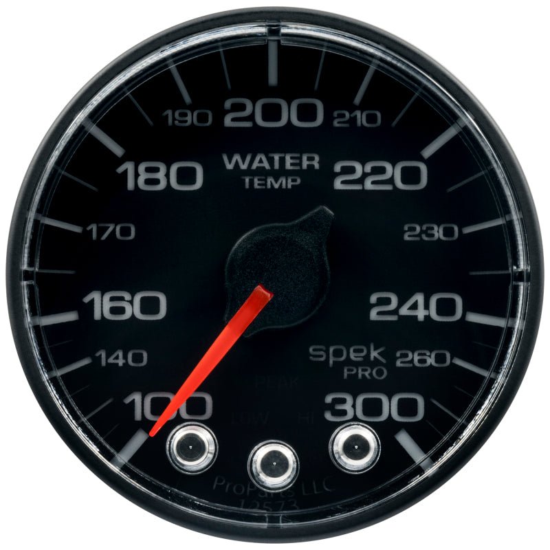 Autometer Spek - Pro Gauge Water Temperature 2 1/16in 300f Stepper Motor W/Peak & Warn Black / Black Universal | P346324 - JDMuscleTemperature GaugesatmP346324
