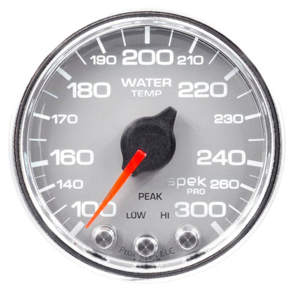 Autometer Spek - Pro Gauge Water Temperature 2 1/16in 300f Stepper Motor W/Peak & Warn Silver / Chrm Universal | P34621 - JDMuscleTemperature GaugesatmP34621