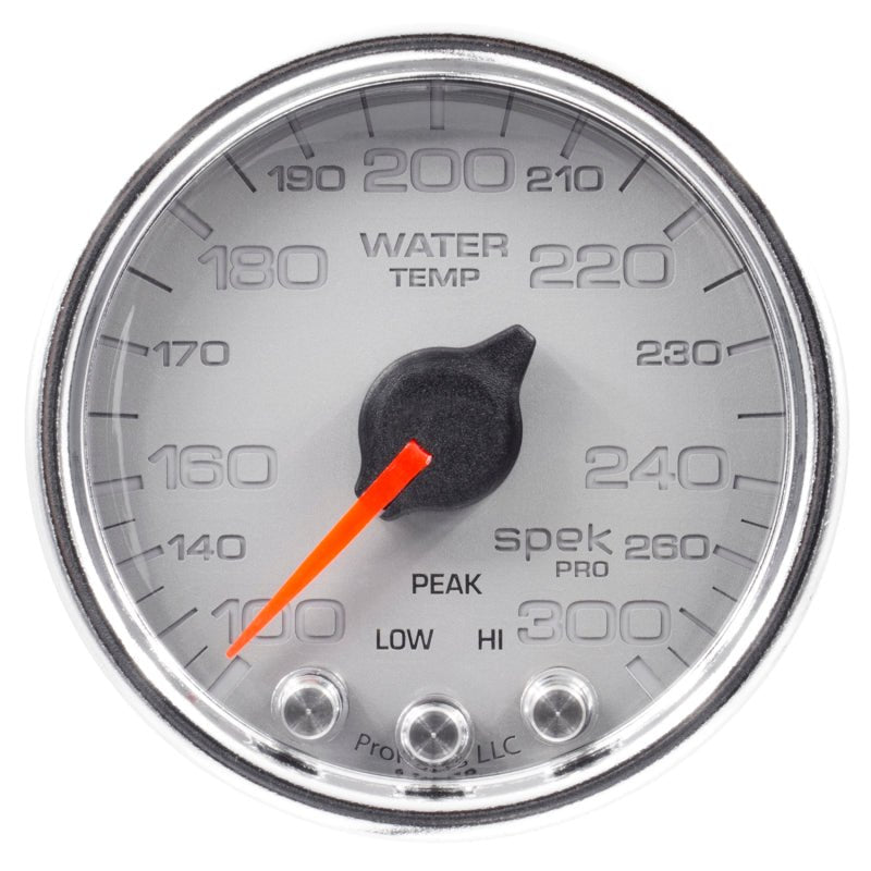 Autometer Spek - Pro Gauge Water Temperature 2 1/16in 300f Stepper Motor W/Peak & Warn Silver / Chrm Universal | P34621 - JDMuscleTemperature GaugesatmP34621