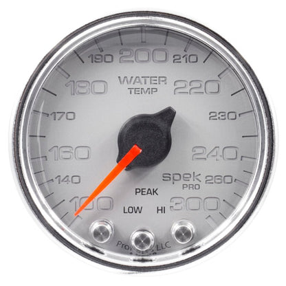 Autometer Spek - Pro Gauge Water Temperature 2 1/16in 300f Stepper Motor W/Peak & Warn Silver / Chrm Universal | P34621 - JDMuscleTemperature GaugesatmP34621