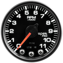 Autometer Spek - Pro Tachometer Gauge 2 1/16in 11K Rpm W/ Shift Light & Peak Mem Black / Black Universal | P33632 - JDMuscleTachometersatmP33632
