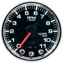 Autometer Spek - Pro Tachometer Gauge 2 1/16in 11K Rpm W/ Shift Light & Peak Mem Black / Chrome Universal | P33631 - JDMuscleTachometersatmP33631
