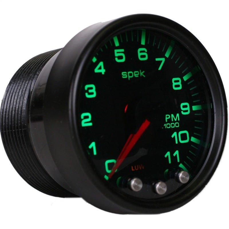 Autometer Spek - Pro Tachometer Gauge 2 1/16in 11K Rpm W/ Shift Light & Peak Mem Black / Smoke / Black Universal | P33652 - JDMuscleTachometersatmP33652