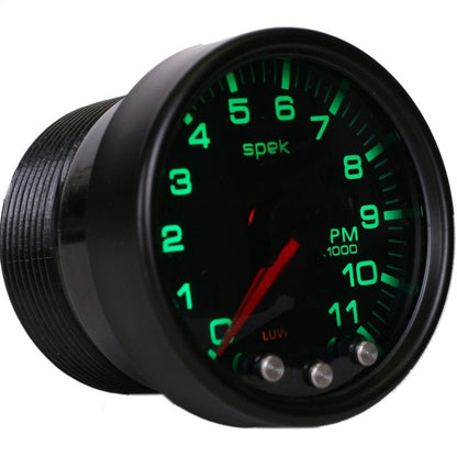 Autometer Spek - Pro Tachometer Gauge 2 1/16in 11K Rpm W/ Shift Light & Peak Mem Black / Smoke / Black Universal | P33652 - JDMuscleTachometersatmP33652