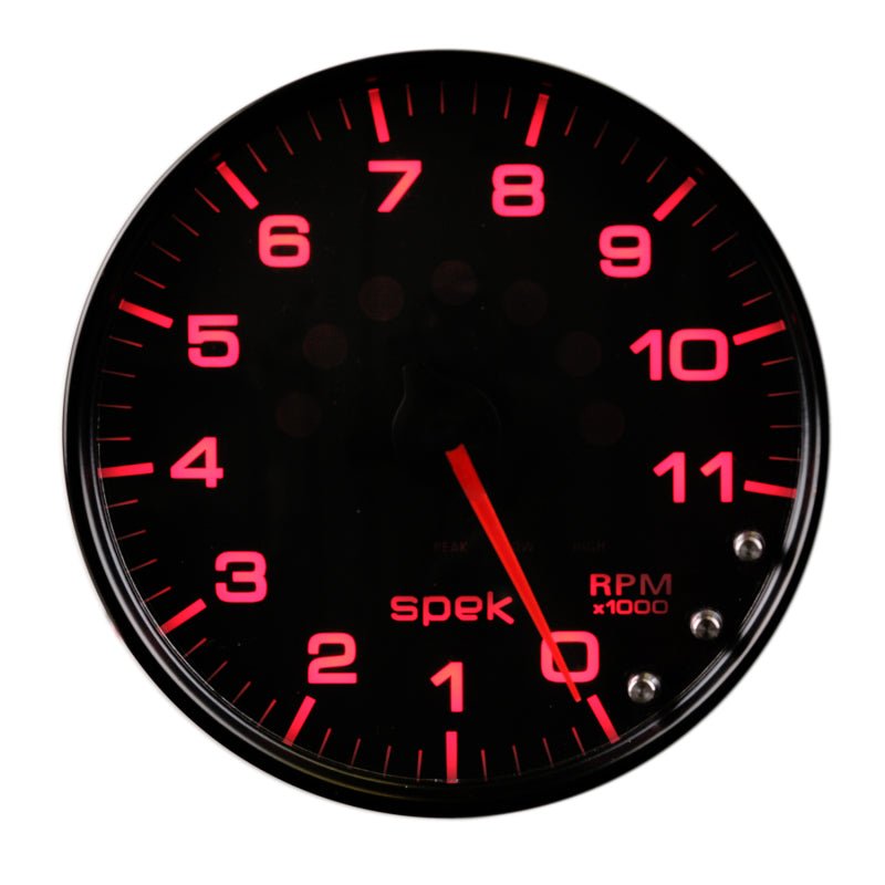 Autometer Spek - Pro Tachometer Gauge 5in 11K Rpm W/Shift Light & Peak Mem Black/Black Universal | P23932 - JDMuscleTachometersatmP23932