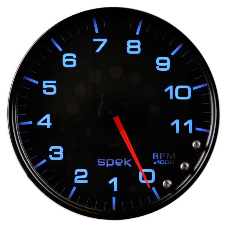 Autometer Spek - Pro Tachometer Gauge 5in 11K Rpm W/Shift Light & Peak Mem Black/Black Universal | P23932 - JDMuscleTachometersatmP23932