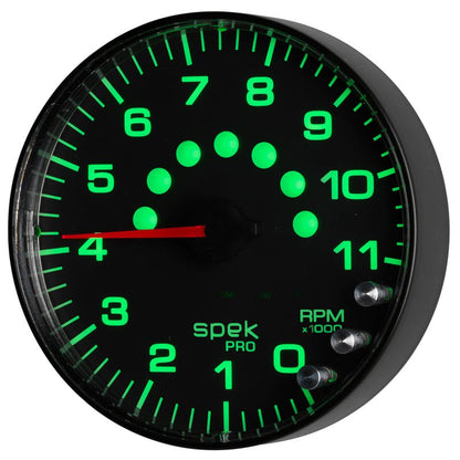 Autometer Spek - Pro Tachometer Gauge 5in 11K Rpm W/Shift Light & Peak Mem Black/Black Universal | P239328 - JDMuscleTachometersatmP239328