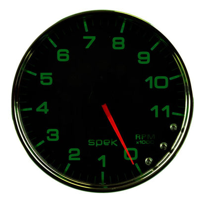 Autometer Spek - Pro Tachometer Gauge 5in 11K Rpm W/Shift Light & Peak Mem Black/Chrome Universal | P23931 - JDMuscleTachometersatmP23931