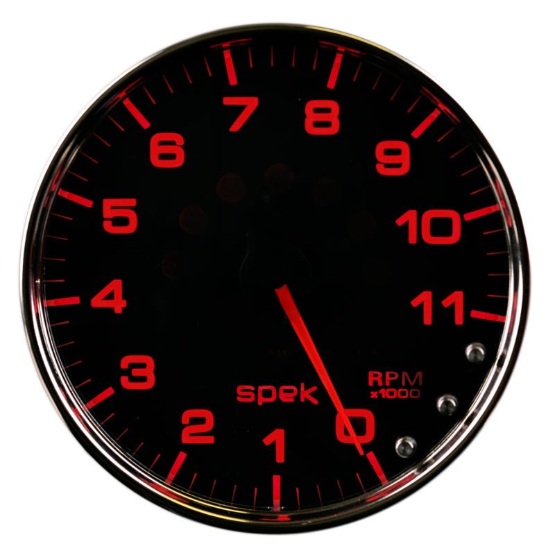 Autometer Spek - Pro Tachometer Gauge 5in 11K Rpm W/Shift Light & Peak Mem Black/Chrome Universal | P23931 - JDMuscleTachometersatmP23931