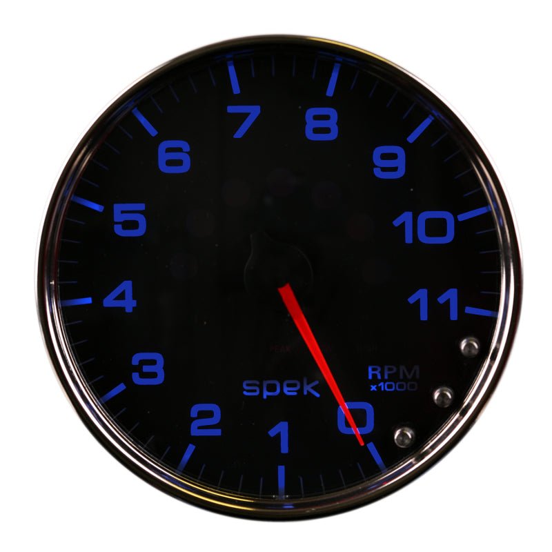 Autometer Spek - Pro Tachometer Gauge 5in 11K Rpm W/Shift Light & Peak Mem Black/Chrome Universal | P23931 - JDMuscleTachometersatmP23931