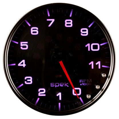 Autometer Spek - Pro Tachometer Gauge 5in 11K Rpm W/Shift Light & Peak Mem Black/Smoke/Black Universal | P23952 - JDMuscleTachometersatmP23952