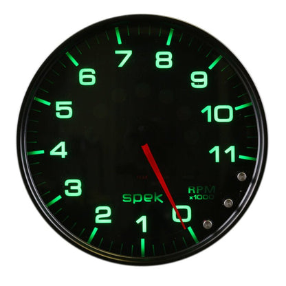 Autometer Spek - Pro Tachometer Gauge 5in 11K Rpm W/Shift Light & Peak Mem Black/Smoke/Black Universal | P23952 - JDMuscleTachometersatmP23952