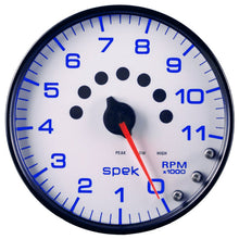 Autometer Spek - Pro Tachometer Gauge 5in 11K Rpm W/Shift Light & Peak Mem White/Black Universal | P23912 - JDMuscleTachometersatmP23912
