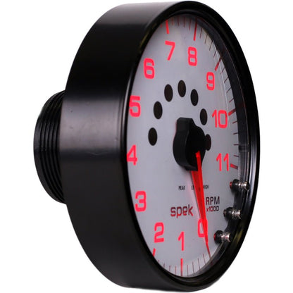 Autometer Spek - Pro Tachometer Gauge 5in 11K Rpm W/Shift Light & Peak Mem White/Black Universal | P23912 - JDMuscleTachometersatmP23912