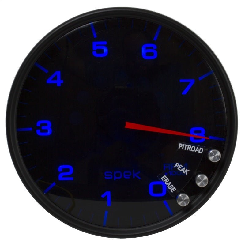 Autometer Spek - Pro Tachometer Gauge 5in 8K Rpm W/Shift Light & Peak Mem Black / Smoke / Black Universal | P23852 - JDMuscleTachometersatmP23852
