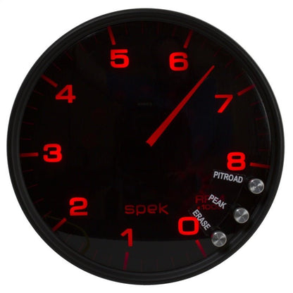 Autometer Spek - Pro Tachometer Gauge 5in 8K Rpm W/Shift Light & Peak Mem Black / Smoke / Black Universal | P23852 - JDMuscleTachometersatmP23852