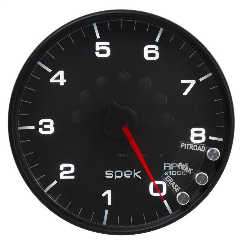 Autometer Spek - Pro Tachometer Gauge 5in 8K Rpm W/Shift Light & Peak Mem Black/Black Universal | P23832 - JDMuscleTachometersatmP23832
