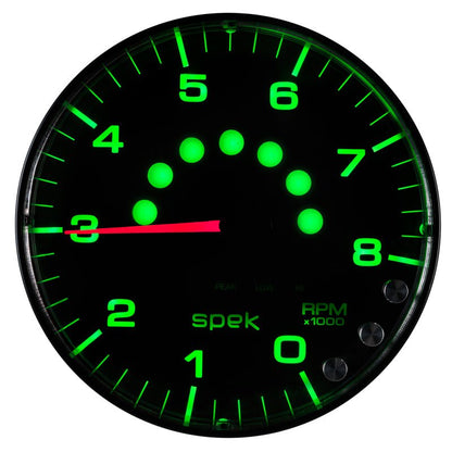 Autometer Spek - Pro Tachometer Gauge 5in 8K Rpm W/Shift Light & Peak Mem Black/Black Universal | P238328 - JDMuscleTachometersatmP238328