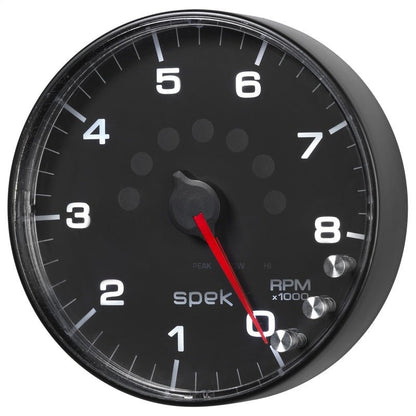 Autometer Spek - Pro Tachometer Gauge 5in 8K Rpm W/Shift Light & Peak Mem Black/Black Universal | P238328 - JDMuscleTachometersatmP238328
