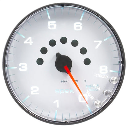 Autometer Spek - Pro Tachometer Gauge 5in 8K Rpm W/Shift Light & Peak Mem White/Black Universal | P238128 - JDMuscleTachometersatmP238128