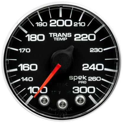 Autometer Spek - Pro Transmission Temperature Gauge 2 1/16in 300f Stepper Motor W/Peak & Warn Black / Chrome Universal | P342318 - JDMuscleTemperature GaugesatmP342318