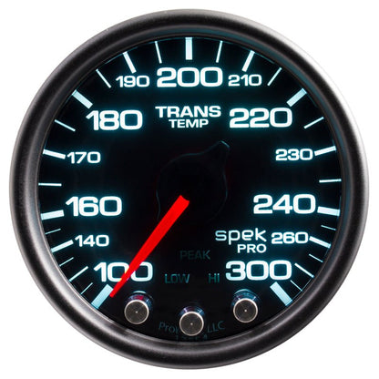 Autometer Spek - Pro Transmission Temperature Gauge 2 1/16in 300f Stepper Motor W/Peak & Warn Black / Smoke / Black Universal | P34252 - JDMuscleTemperature GaugesatmP34252