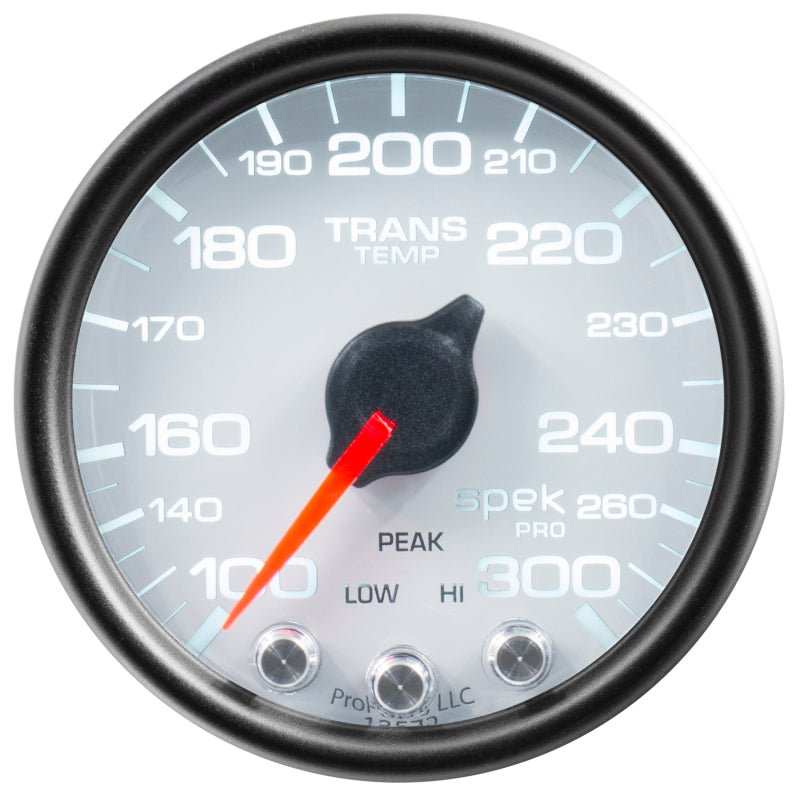 Autometer Spek - Pro Transmission Temperature Gauge 2 1/16in 300f Stepper Motor W/Peak & Warn White / Black Universal | P34212 - JDMuscleTemperature GaugesatmP34212