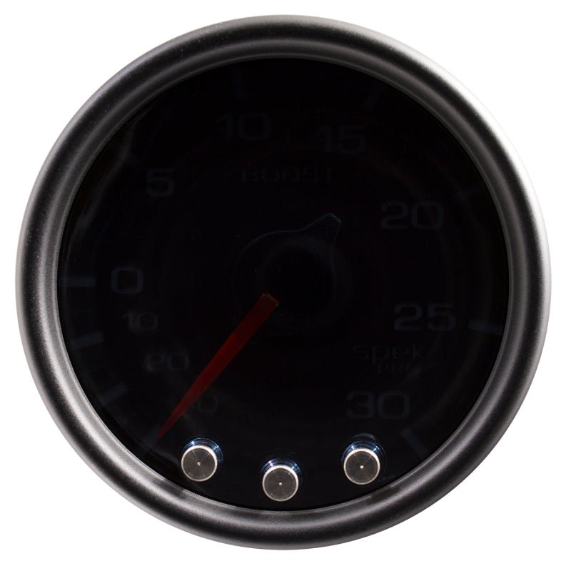Autometer Spek - Pro Vaccum/Boost Gauge 2 1/16in 30Inhg - 30psi Stepper Motor Peak & Warn Black / Smoke / Black Universal | P30252 - JDMuscleBoost GaugesatmP30252