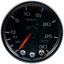 Autometer Spek - Pro vacuum/Boost Gauge 2 1/16in 30Inhg - 30psi Stepper Motor W/Peak & Warn Black / Black Universal | P30232 - JDMuscleBoost GaugesatmP30232